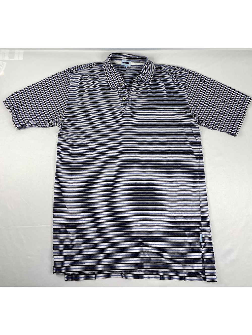 Basic Bench Men's Large Striped Polo Shirt Blue Black White